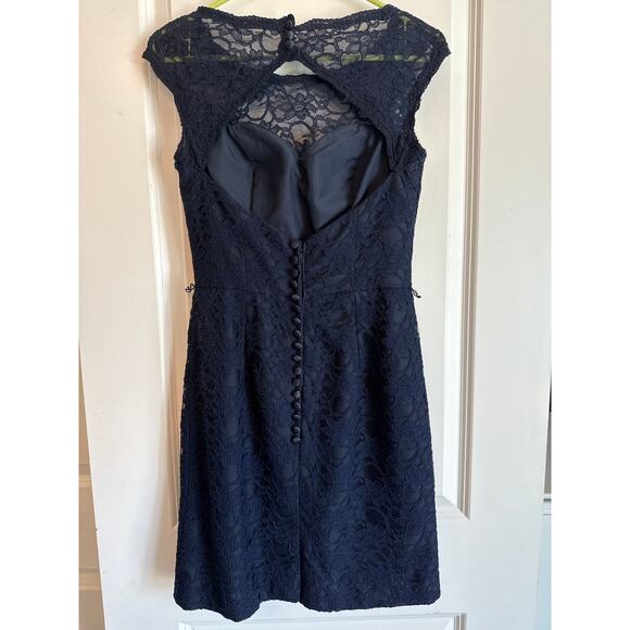 Mori Lee by Madeline Gardner Navy Lace Cocktail Dress US 8 💙 Elegant - Picture 4 of 10